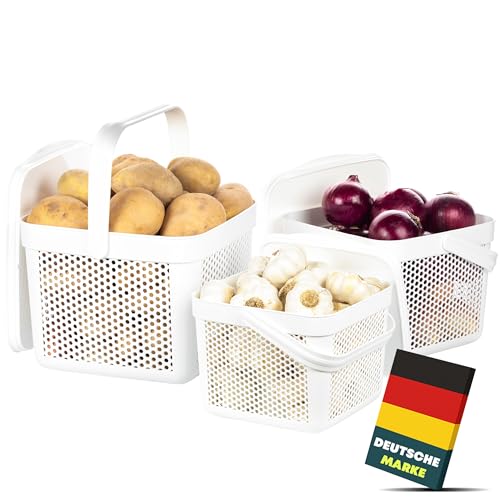 uandu Kartoffel Aufbewahrungsbox Küche 3er Set, Knoblauch Aufbewahrung,...