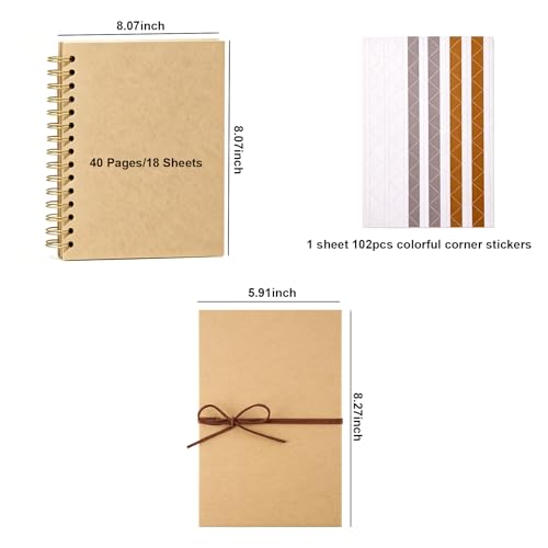 Álbum de recortes de 8x8 pulgadas con páginas negras y diseño plegable estirable de 6x8 pulgadas, incluye 102 pegatinas para fotos miniatura 2