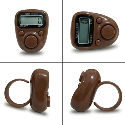 Image of Digital Hand Tally Counter, LED Display, Ring Design, Reset Button(Pack of 1) (Brown)