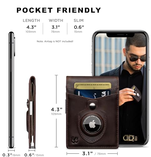 serman brands money clip wallet - mens wallets slim front pocket rfid blocking card holder minimalist mini bifold