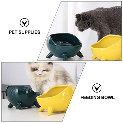 Tigela de cerâmica para gatos para proteger a coluna cervical tigela de comida de gato tigela de com