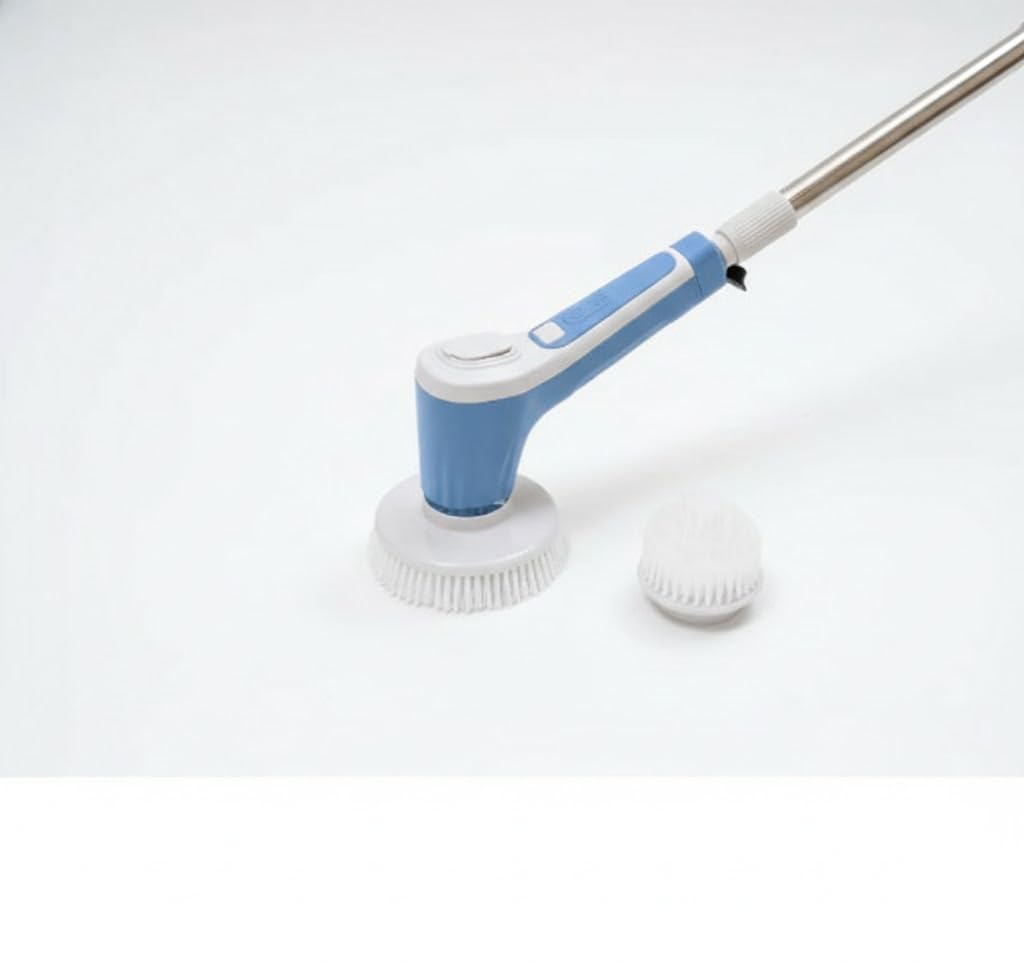 Teko Power Scrubber - Ultimate Bathroom Kitchen Shower Brush Scrubber with Long Handle for Bathtub Tile Floor Grout