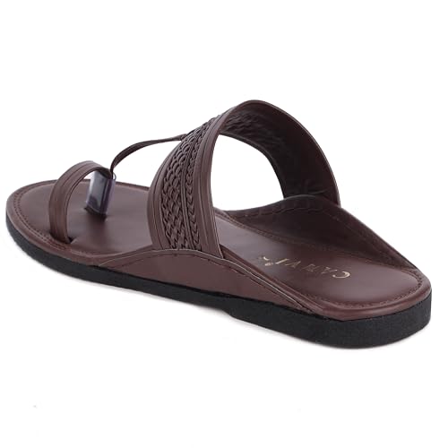 Image of CANVI Stylish Fancy & Comfortable Men's Kolhapuri Chappal Sandal Slipper for Men Stylish Faux Leather Men's Kolhapuri Slippers Thong Sandals for Men Stylish & Comfortable