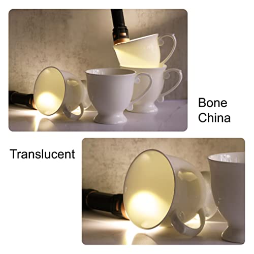 Qoutique Bone China Coffee Mugs - 20 Ounce - Set Of 4, Cups For Latte, Hot Tea, Cappuccino, Mocha, Cocoa, Mug Set, Large Coffee Mug, White #TOP5