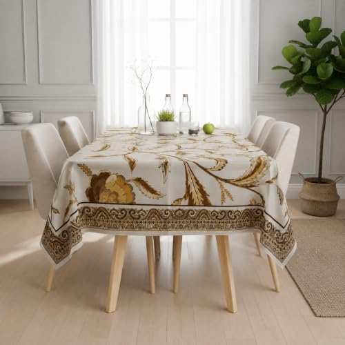 Image of STITCHNEST Cotton Slub Table Cover for 8 Seater Dining Table|60 x 90 Inches, Digitally Printed|Durable, Washable & Fade-Resistant Fabric