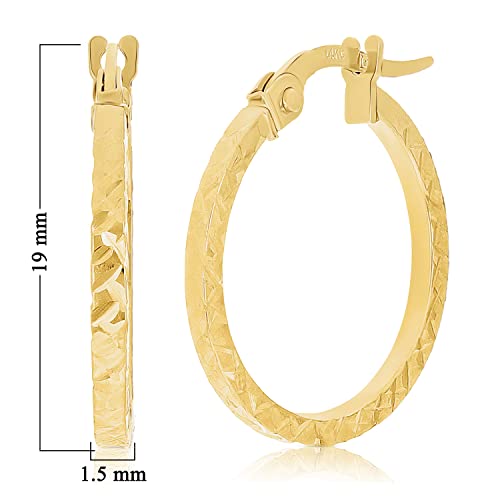 Italian 14k Yellow Gold Diamond Cut Small Hollow Square Hoop Earrings3