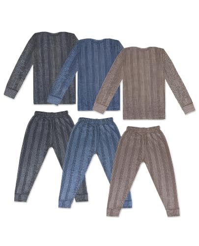 Image of TIXY Baby Thermal Wear Set Pack of 3 for Boys & Girls | Full Sleeve Cotton Rich Winter Innerwear Top & Bottom Set | Soft Warm Ribbed Thermals for Infants & Toddlers