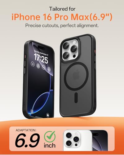 Image of UNBREAKcable For iPhone 16 Pro Max Case for MagSafe, Full Camera Protection, Built-in Magnetic Ring, Shockproof, Scratch-Resistant, Translucent Matte Mobile Phone Case for iPhone 16 Pro Max 6.9 Inches