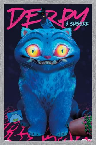 Trends International Netflix KPop Demon Hunters (2025) - Derpy & Sussie Wall Poster, 22.4L x 14.7W, Gray Framed Version