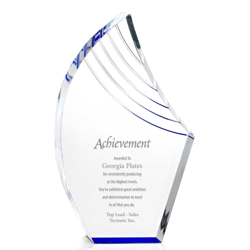 Baudville Blue Reflection Acrylic Award - Personalized Engraving Up to Three Lines and Pre-Written Verse Selection - Employee Appreciation Gift Award