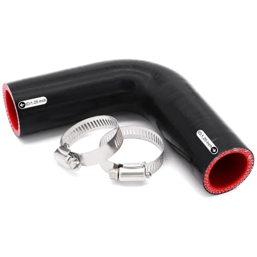 Image of 1-1 /4 inch 90 Degree Radiator Hose Rubber Elbow 4-Ply with 2PCS Stainless Steel T-Bolt Clamp for Turbo /Intercooler /Intake Piping