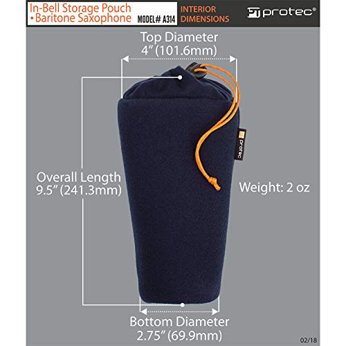image for Protec Baritone Sax In-Bell Storage Pouch for Neck, Mouthpiece, and Ot