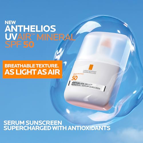 Image of La Roche-Posay Anthelios UVAir Sunscreen Serum SPF 50 for Sensitive Skin, with Niacinamide, Hyaluronic Acid & Antioxidants, Hydrating Lightweight Sunscreen for Face, Fast-Absorbing, 1.7oz