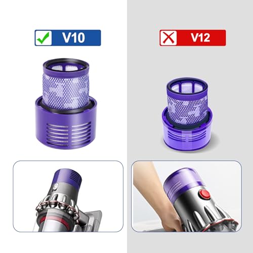 Filter Replacement for Dyson Cyclone V10 SV12, 2 Pack Filter & 1 Clean Brush Compatible with Dyson Cyclone V10 Animal Absolute Motorhead SV12, Replaces Part # 969082-01 - Image 4