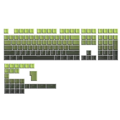 Image of PBT Gradient Green Keycaps, Shine Through Cherry Profile Keycaps, Double Shot Custom Minimalist Style for MX Switched Mechanical Keyboard