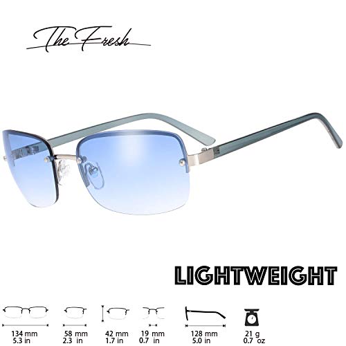 Image of Minimalist Semi-rimless Rectangular Sunglasses for Men Women - Exquisite Packaging