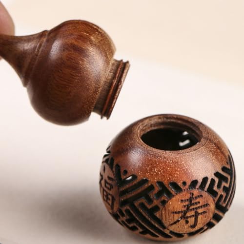 Recipiente de aroma tallado en madera con cuentas aromáticas miniatura 4