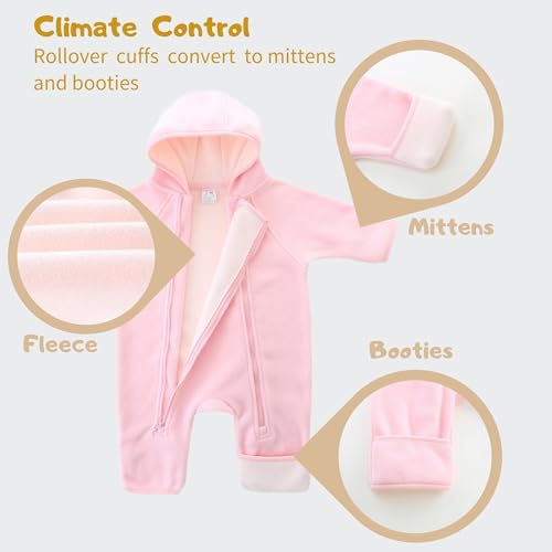 Infant One Piece Zip-Up Hoodie Polar Fleece Spring Fall Outfit Coat 0-18 Months2