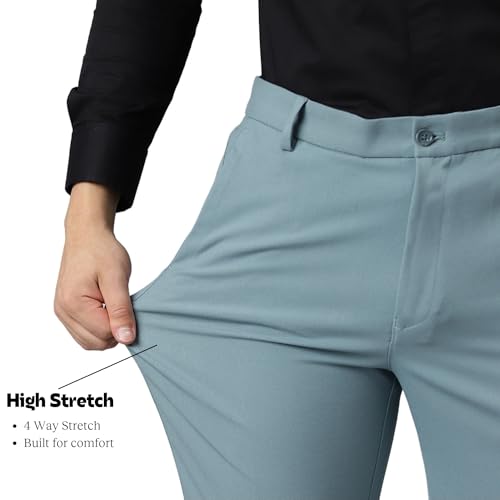 Image of SUBTRACT Slim-Fit Stretchable Lycra Formal Pants for Men with Flexible Waistband | Stylish Men's Wear Trousers for Office or Party |Dress Trouser Pant