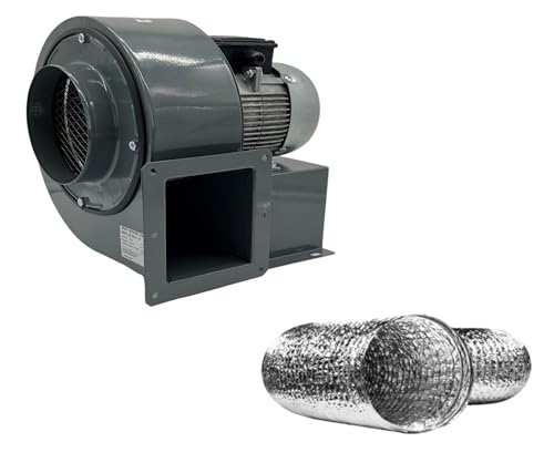 UZMAN Ventilateur radial OB200M + tube en aluminium flexible de 10 m de long, ventilateur centrifuge, ventilateur centrifuge, ventilateur d'aspiration pour...