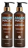 Argan Magic Nourishing Hair Cream - Hydrates, Conditions, and Eliminates Frizz for All Hair Types | Seals in Shine | Made in USA, Paraben Free, Cruelty Free (8.5 oz / 2 Pack)