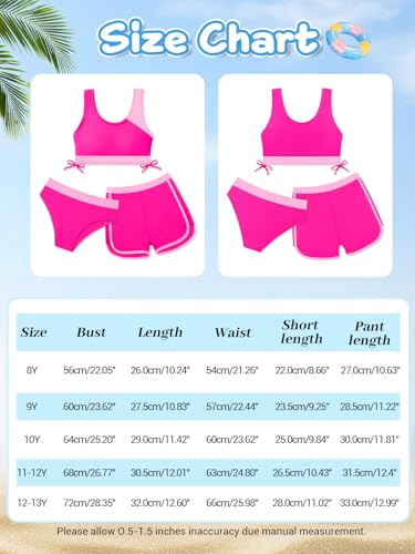 Image of Girl's 3 Piece Bikini Bathing Suit Printed Sport Swimsuits with Shorts Cove Up Sets Teen Girl's Swimwear