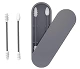 Portable and Reusable: Double-Tipped Silicone Swabs – for Cleanable Ear Care, Makeup, and Travel Essentials (Grey)