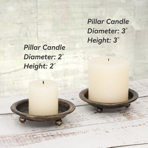 Thindolex BJ-6DNL-CB06 Black/Gold Iron Candle Plate, Set Of 2, Metal Saucer Style Candle Holder For Pillar/Scented/Flameless/Ball Candles thumb #1