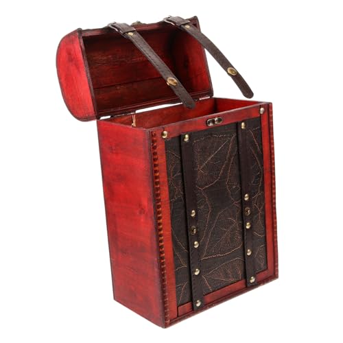 PRETYZOOM Caja de Vino Rojo de Madera Retro Whisky Leche de Aire Leche automatica Botellas Corcho automático Cajas Madera Vino Estuche Vino para Regalar envase Porta Vino de Cuero