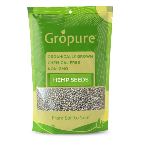 Image of GroPure Organic: From Soil to Soul - Hemp Seeds for Eating 250 g I Raw Hemp Seeds I High in Protein, Fibre I Perfect for Smoothies, Salads, Baking I Organic Hemp | Suitable for Keto & Vegan Diets | Natural Plant-Based Nutrition