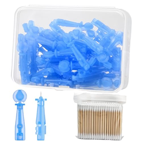 JEYORZY 100 Piezas Afilado Desechable Blackhead,Blemish Remover Acné Aguja,Aguja para el Acné,para La Eliminación de Puntos Negros e Imperfecciones,con 1 paquete de hisopos de algodón