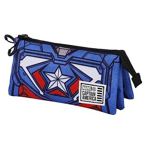 Marvel Captain America Tekk Costume-FAN Triple Pencil Case 2.0, Blue, 23 x 11 cm
