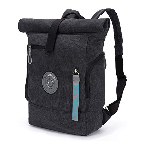 Preisvergleich Produktbild ZOE Voyage Rolltop Rucksack schwarz, wasserdichter Kurrierrucksack, Damen & Herren Daypack, Tagesrucksack 19-28l