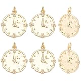 Beebeecraft 6 Unidad de Dije de Reloj Chapado En Oro de 18 Quilates Latón con Circonita Cúbica Dije de Esfera de Reloj Vintage para la Fabricación de Joyas Manualidades Pulsera Y Colgante.