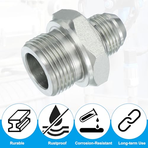 Image of PATIKIL Hex Reducing Nipple Connectors Pipe Adapter 3 /4 inch Male 37 Flare JIC x 3 /4 inch g Male, Pipe Fitting Reducer Nipple Adapter Plated Steel Hydraulic Fitting