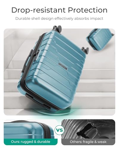 Image of BAGSMART Carry On Luggage 22x14x9 Airline Approved with Spinner Wheels,Lightweight 20 Inch Luggage with TSA Lock,Expandable Hard Shell Carry On Suitcases for Men Women,Teal Blue
