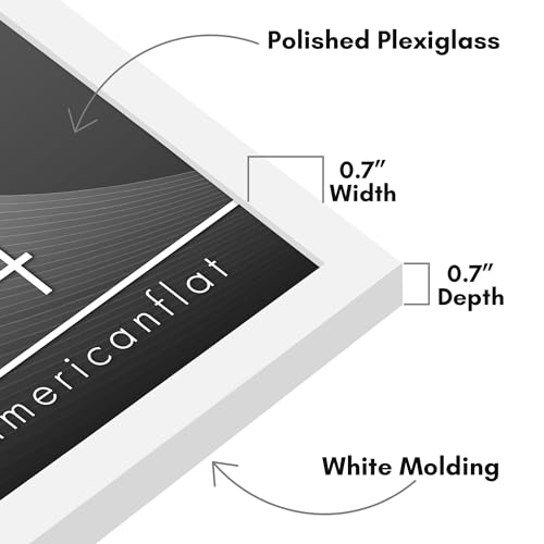 Americanflat 18x24 Poster Frame with Polished Plexiglass - Streamline Collection - Thin Border Picture Frame for Wall Display - Hanging Hardware Included - White