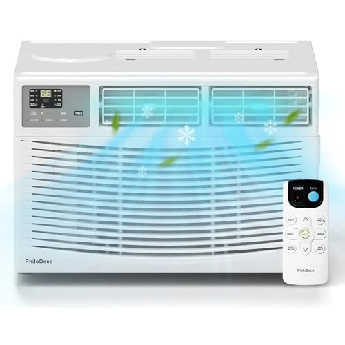 Image of PhiloDeco 12000 BTU Window Air Conditioner 550 Sq Ft. Intelligent Ac Units, LED Display Screen, Operates Quietly, Energy-Saving. Timer • Sleep and ECO.with Remote Control, Dehumidifier