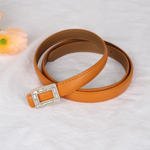 Image of Aurolran Women's Fashion Classic Metal Buckle Leather Belt with Jeans Dress
