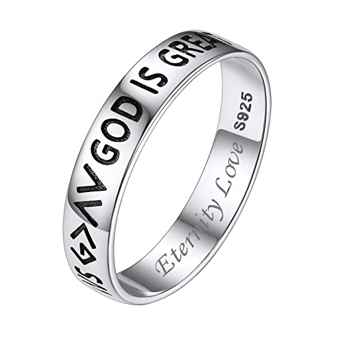 Bague Dieu est Plus Grand Silvora en Argent 925 Anneau Minimaliste 4 mm Finition Premium