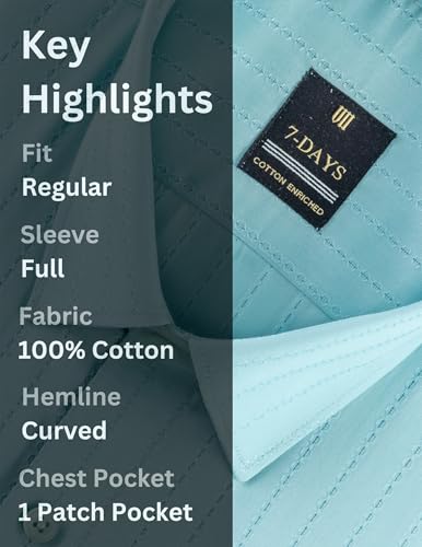 Image of 7-DAYS Premium Men's Formal Shirts - Cotton, Self-Design, Full Sleeve, Regular Fit, with Pocket, Stylish Office Shirts for Men