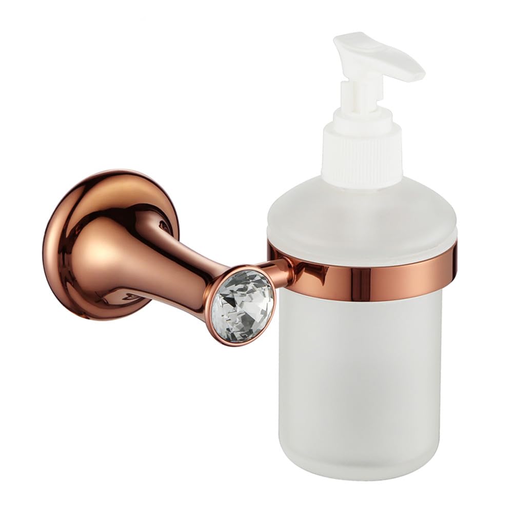 LCANALLYMS Wall hooks, Coat Hook Bathroom Hooks Rose Gold Accessories Brass Wall Mounted Toilet Brush Paper Towel Holder Rack Glass Shelf Bath Hardware Set.,Robe(Soap Dispenser)