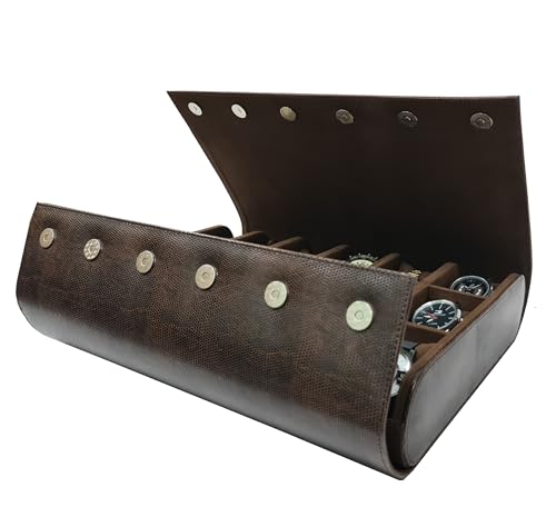 Image of essart 18-Slot Watch Roll Case - Premium Travel Organizer for Watch Collectors, PU Leather Luxury Storage, Portable & Scratch-Resistant (SN-Brown-Color)