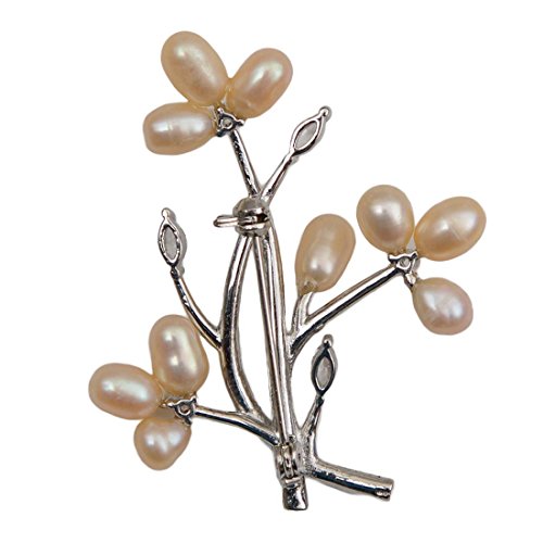 Freshwater Brooch - Elegant Floral Design with White Pearls