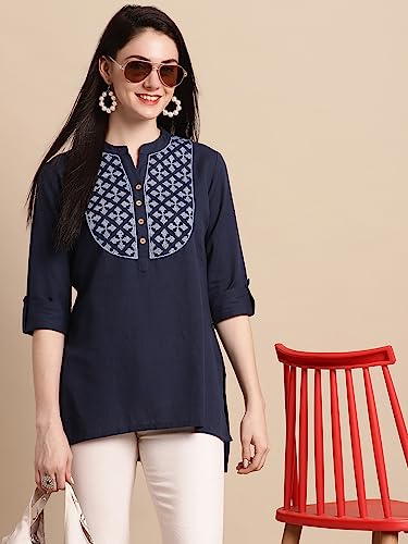Image of Pistaa's Women's Cotton Relaxed Fit Short Kurti