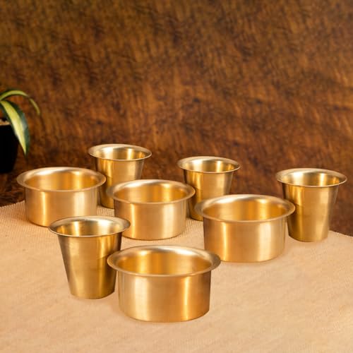 ZenithCart Brass Filter Coffee Dabara Set – Traditional South Indian Cup & Tumbler Set for Authentic Serving – Pital Finish – Set of 4