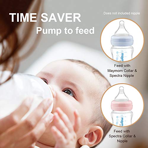 Image of Maymom Wide Neck Breastmilk Collection and Storage Bottle 9oz; Remarkable SureSeal Disc. Compatible with Spectra S2, Spectra S1 Spectra 9+ and Avent Breast Pumps
