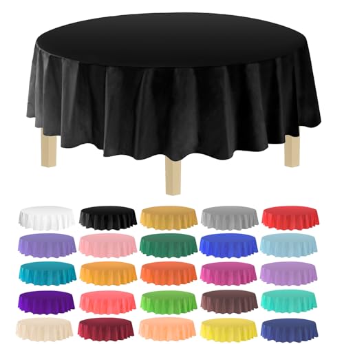 allgala Premium Plastic Table Cover Medium Weight Disposable Tablecloth-12PK Round 84