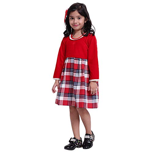 Image of BownBee Velvet Twill Full Sleeve Dress for Baby Girl-Black