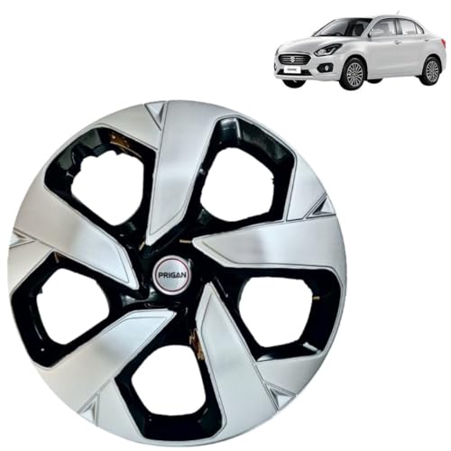 Image of Prigan Dzire (ZDI ONLY) Black Silver Wheel Cover 15 inch for Maruti Baleno (Set of 4 Pcs) (Press Fitting) Model- Punch Reverse 15